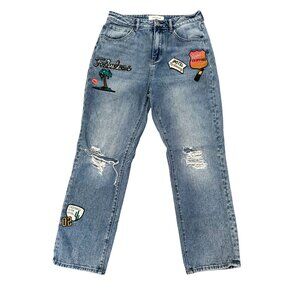 PacSun Embellished Mom Jeans – Size 27 – Distressed‎ & Patch Detail